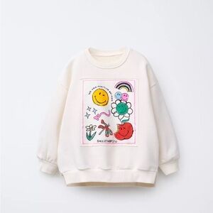 Zara Kids Cream Sweatshirt with Playful Graphics